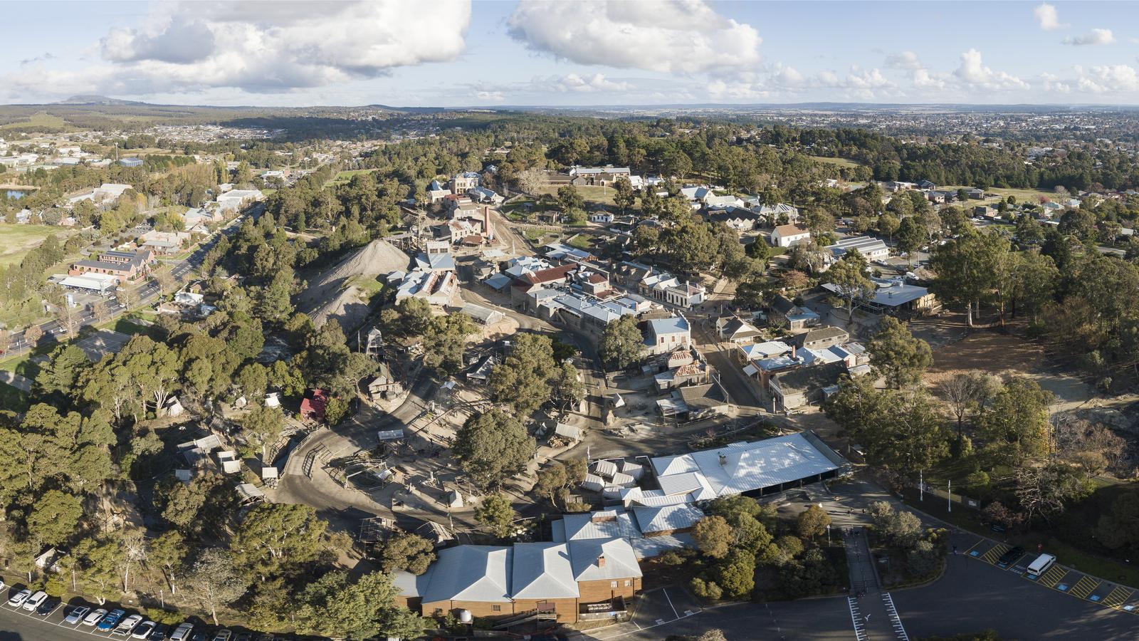 Aerial panorama of Sovereign Hill and Ballarat