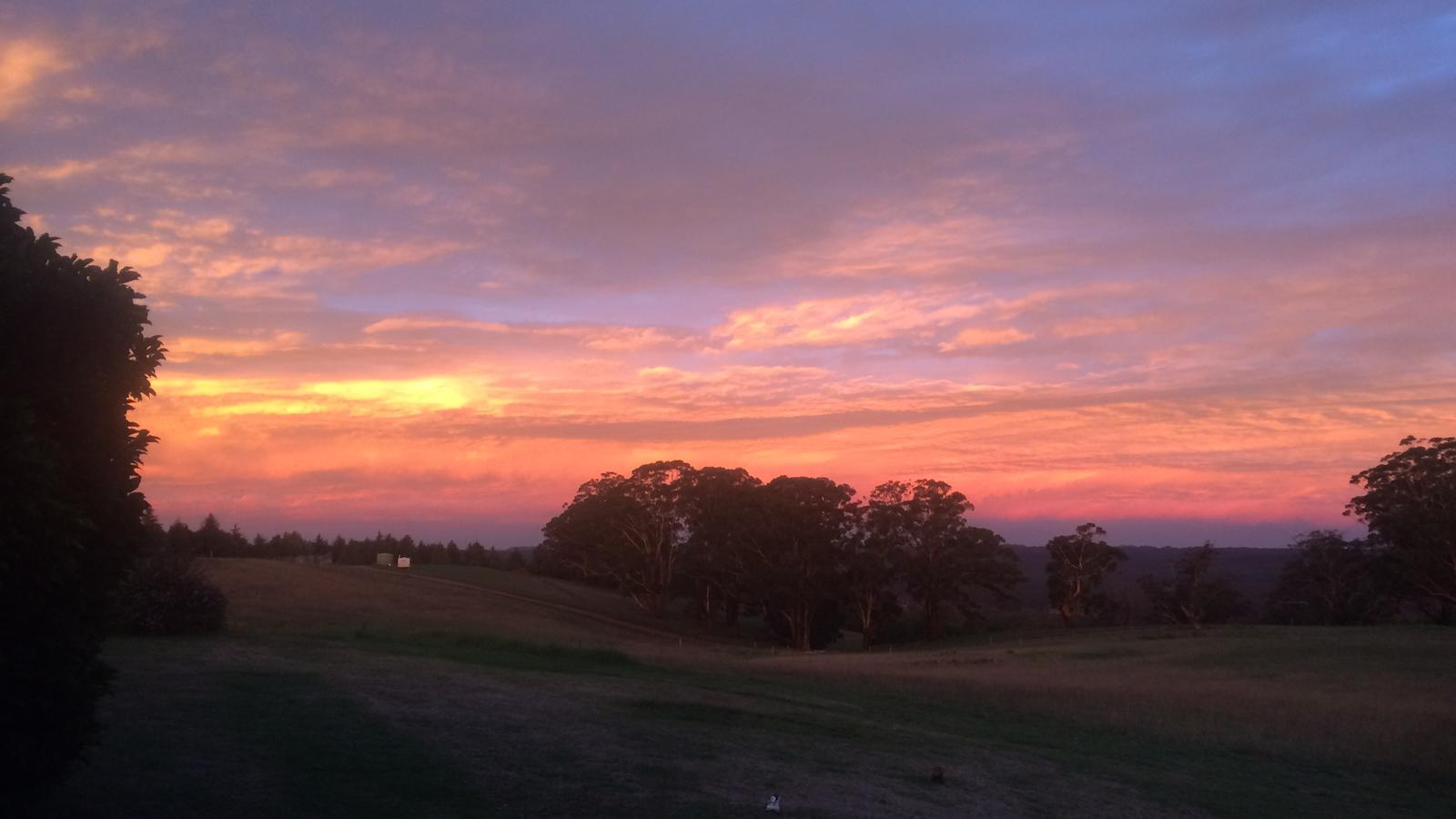 Sunset over farmland near Bundanoon in the Southern Highlands