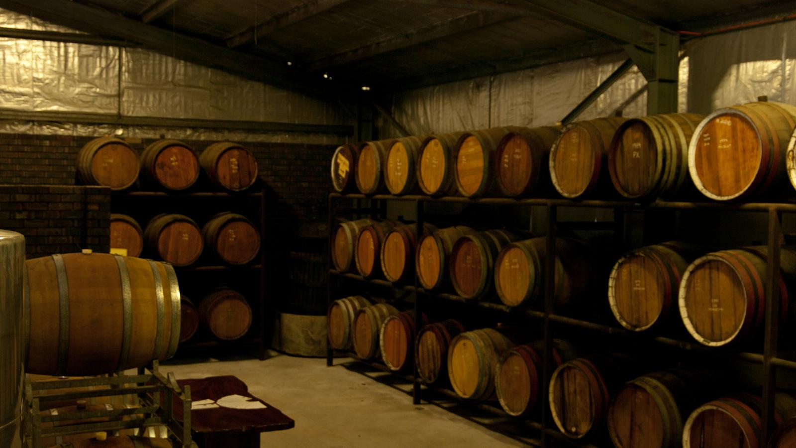 Wine barrels at Kosovich Wines in the Swan Valley